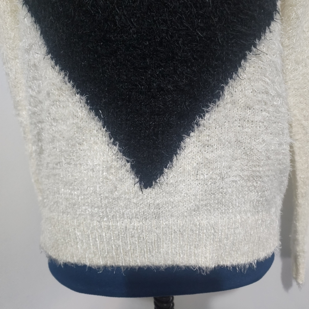 Chelsea & Theodore Ivory Fuzzy Sweater with Black Heart - Picture 6 of 8